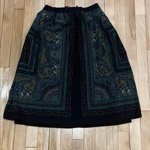 Paisley A-Line Skirt in Navy and Teal